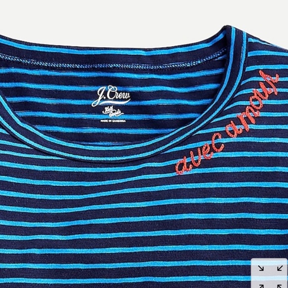 J. Crew Avec Amour Embroidered T-shirt In Stripe - Picture 5 of 6